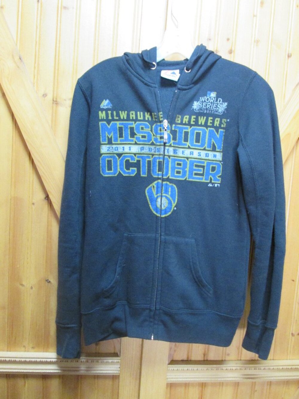 vtg majestic zip front Wisconsin Brewers 2011 world series zip front child sm 10